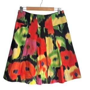 Attention Pleated Skirt Floral Print Pleated Colorful Size 6‎ Cotton Blend